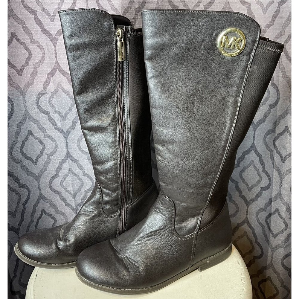 michael kors emma azalea boots Size 5 Dark Brown Riding Round Toe Zipper Closure